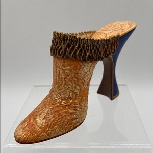 Vintage Just The Right Shoe Marie Antoinette Blue and Gold Heels Miniature
